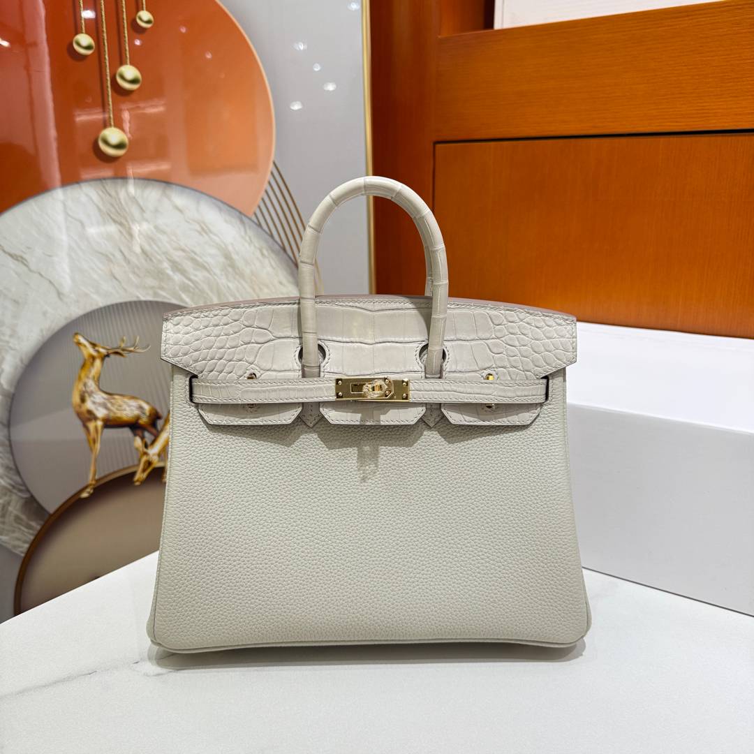 Hermes Birkin 25 Beton Matte Alligator and Togo Touch